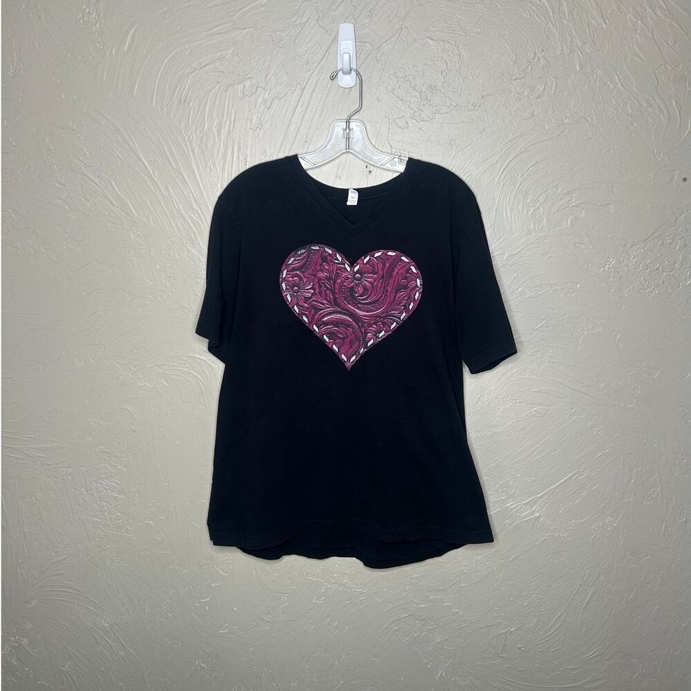 Charming Heart Graphic Tee Top Women's XL - Casual Chic